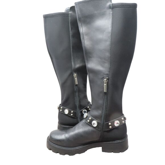 Karl Lagerfeld Paris Milla Embellished Rhinestone 8.5M Leather Tall Riding Boots - Picture 3 of 16